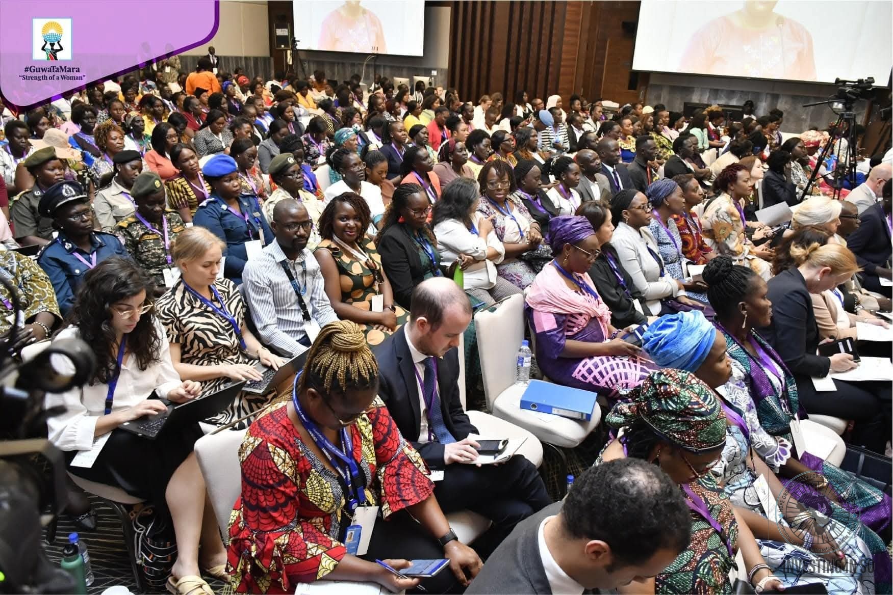Women and youths gathered at a HOFAD-supported regional forum on gender-based violence, #GuwaTaMara — Strength of a Woman